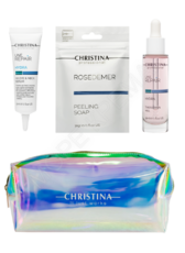 Chameleon AQUA COMBO Christina – Набор для увлажнения кожи с косметичкой Christina «Хамелеон»Line Repair Hydra Theraskin Ha – Регенерирующие увлажняющие капли с гиалуроновой кислотой «Тераскин» - 30мл   Line Repair Hydra Ha Eye & Neck Serum – Сыворо - МОРЕ КРЕМА официальный магазин косметики CHRISTINA LEVISSIME ARKADIA , Магазин Профессиональной косметики , доставка косметики